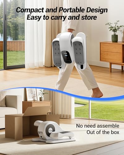 UMAY Under Desk Elliptical Eclipse Leg Exerciser Electric as seen on TV | Foot Pedal Peddler Seated Exercise Machine for Seniors 12 Level Speeds Manual Auto Mode with Remote for Home Office - color: Off-White