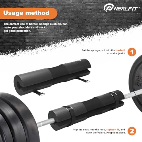 NEALFIT Barbell Pad Squat Pad for Squats—Squat Bar Pad—Great for Weightlifting,Lunges and Hip Thrusts—Foam Sponge Pad—Fit Standard and Olympic Bars Perfectly - color: Black