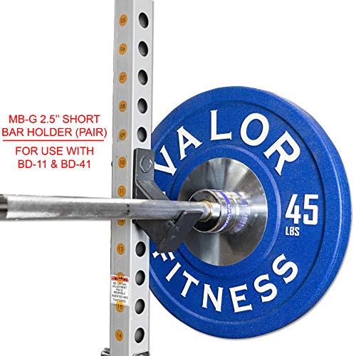 Valor Fitness J-Hooks for 2.5" x 2.5" Power Rack, Heavy-Duty Barbell J Cups, Pair, 750 lb Capacity, Steel Barbell Holders for Squat Rack, Power Cage & Home Gym