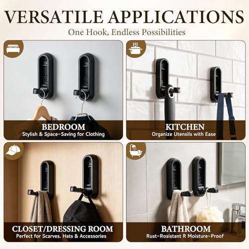 Folding Wall Hooks Black, 4 Pack Heavy Duty Zinc Alloy Folding Coat Hooks, Foldable Wall Hook for Hanging Clothes, Bags, Hats, Towels, Keys (Black, 4 Pack) - color: Black, size: 4 Pack