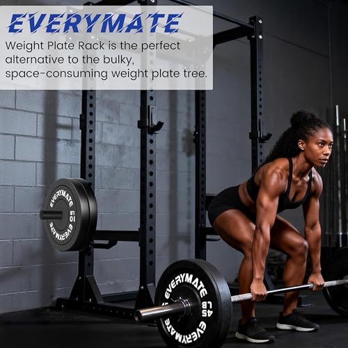EVERYMATE Power Rack & Squat Rack Attachments Olympic Weight Plate Holder – Fits 2x2,2.3x2.3,3x3 Inch Tubes, 1" or 5/8" Hole – Bumper Plate Storage - color: For 2x2 Rack with 5/8" Hole (2 Pack)