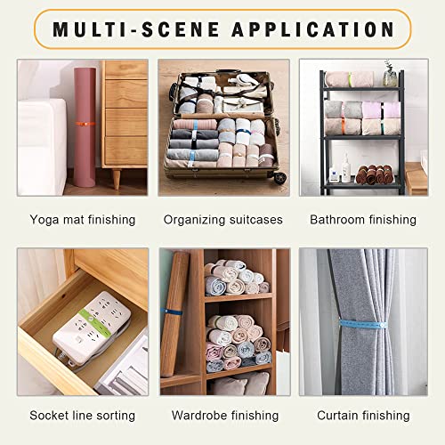 LELE LIFE 30Pcs Roll-up Clothes Storage Elastic Band, Adjustable Clothing Storage Strap with Button and Buttonholes, Travel Luggage Space Saver, Drawer and Closet Organizer, Black - color: Black