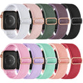 Maledan 10 Pack Stretchy Braided Compatible with Apple Watch Band Women Men 38mm 40mm 41mm 42mm 44mm 45mm 46mm 49mm, Soft Nylon Solo Loop Elastic Strap for iWatch Series 11 10 9 8 7 6 5 4 3 2 SE Ultra - color: Wave-Black/White/Rose Pink/Pine Green/Smokey