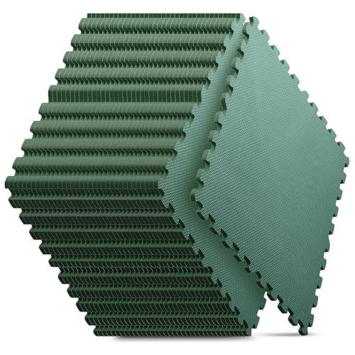 36 Pack 144 sqft Home Gym Mat, Puzzle Exercise Mat, EVA Interlocking Foam Floor Tiles for Home Workout Equipment and Kids' Play Areas -, 24 in x 24 in x ½ in, Green 36 Tiles - color: Green, size: 36 Pack(144 SF)