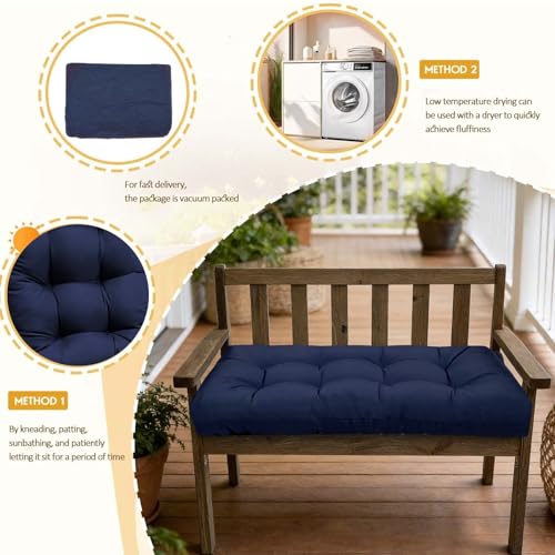 40x20in Bench Cushion Waterproof Porch Swing Cushions Floral Patio Bench Seat Pad Patio Chair Pad for Garden Blue Grey - color: Blue Grey