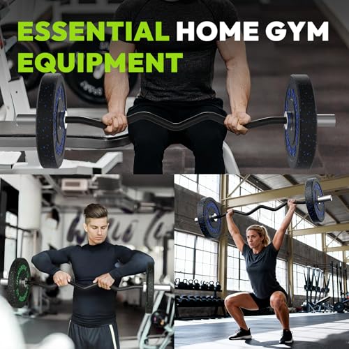 HANDBODE Olympic EZ Curl Bar 4 ft / 6.2 ft Barbell 2 Inch, 500lb / 700lb Capacity, Chrome Curling Bar for Weight Lifting, Biceps, Hip Thrusts, Squat, Home Gym Workouts - color: 4ft Curl Bar 20lb, Black & Silver