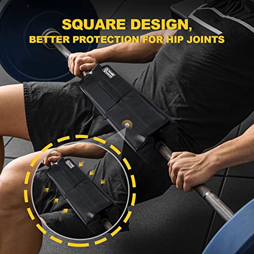 POWER GUIDANCE Square Hip Thrust Pad Barbell Squat Pad Protective Pad for Barbell Bench Press, Barbell Hip Thrusts, Weight Lifting, Squats, Lunges - Fit Standard and Olympic Bars - color: Black