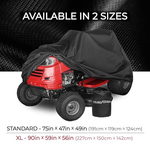 Tough Cover 600D Riding Lawn Mower Cover - Up to 54 in Deck, Black - Waterproof Protection for Zero Turn Mower - UV & Dust Shield for Lawn Tractor - Compact Storage for Tractor Accessories - color: Premium - Black