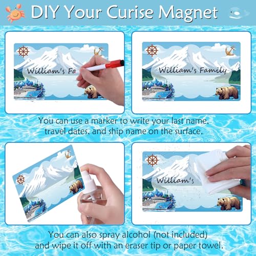 Wxiben 7 Pcs 2026 Alaska Cruise Ship Door Magnets Decorations Magnetic | Alaskan Magnet Stickers with 3 Pens, Strong Magnet Grip, Firm Sticking, for Carnival, Party, Fridge, Stateroom Cabin Door - style: 2026 Alaska