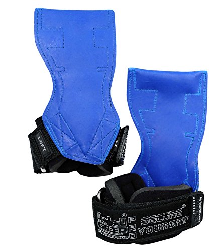 Lifting Grips PRO Weight Gloves Heavy Duty Barbell Gymnastics Straps Alternative to Power Hooks Deadlifts Adjustable Neoprene Padded Wrist Wrap - color: Blue Rubber, size: Small 5.0"-6.40" Wrist Size