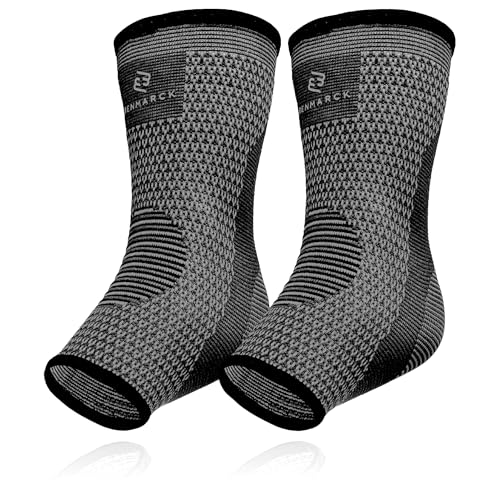 Benmarck Achilles Tendon Support Brace, Plantar Fasciitis Sock, Ankle Compression Sleeve For Running, Tendonitis and Flat Feet Relief - color: Gray Black