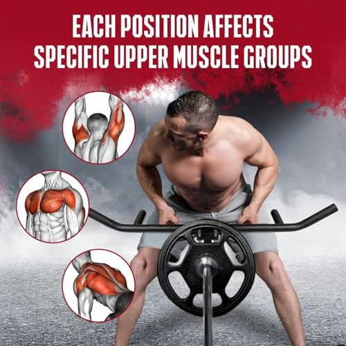 Yes4All Exercise Machine Adjustable T Bar Row Attachment, D Row Handle/Landmine Handle Attachment with Textured Rubber Handles - color: J. Black - Multigrip Rowing Handle