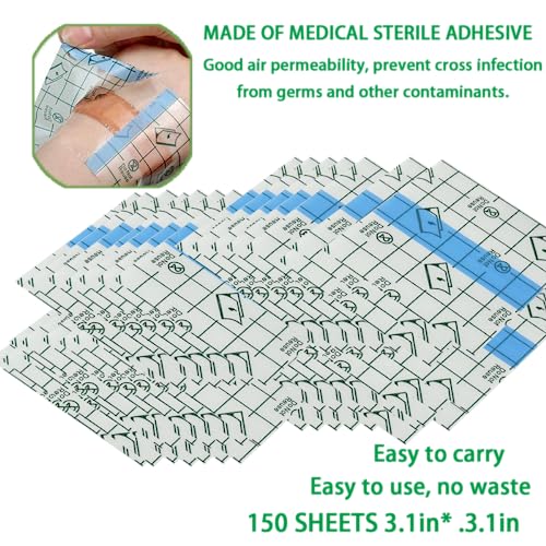 150 Pieces 3.1 x 3.1 in Stretch Waterproof Adhesive Bandages Transparent Film for Tattoo Aftercare and Skin Repair Adhesive Tattoo Supply Wrap - size: 3.1 x 3.1 Inch(Pack of 150)
