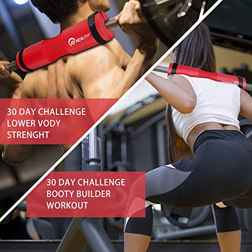 NEALFIT Barbell Pad Squat Pad for Squats—Squat Bar Pad—Great for Weightlifting,Lunges and Hip Thrusts—Foam Sponge Pad—Fit Standard and Olympic Bars Perfectly - color: Red