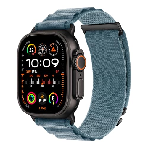 Alpine Nylon Sport Bands Compatible with Apple Watch Ultra Band 49mm 46mm 45mm 44mm 42mm Men Women, Stretch Loop Strap with D-Hook for iWatch Series 10 Ultra SE 9 8 7 6 5 4 3 2 1 (B-Light Blue, 49mm/46mm/45mm/44mm/42mm(Series 3)) - color: B-Light Blue, si