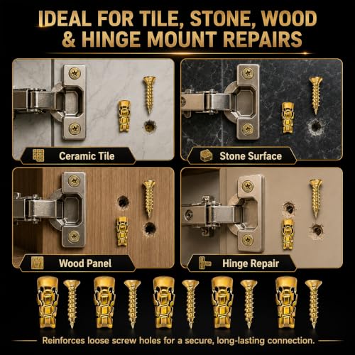 6×14mm Short Expansion Screw Set,Door Hinge Thread Repair Screws,Wall Anchors Screws Fit 6mm Holes for Tile Stone Wood Door,30PCS