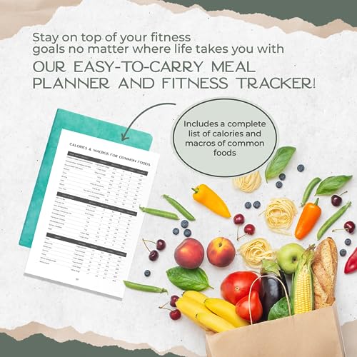 Graceful by Design Meal Planner and Fitness Tracker - Plan Workouts in our Fitness Journal for Women - Track Macros in our Food Journal for Women Weight Loss - Tear and Track with Perforated Pages - color: Seafoam