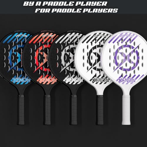 Vector Pro Spin Max Version 2 Platform Tennis Paddle by Xenon Paddle, Oversize Head, Even Balance Point, Medium Firmness Foam Core, Power and Control, 4.25” Grip, White
