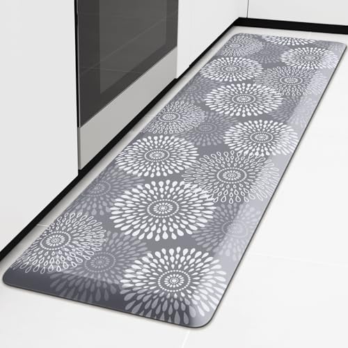 LuxStep Kitchen Mat Waterproof Kitchen Rugs for Floor Cushioned Anti-Fatigue Mat Non-Slip Standing Desk Mat Comfort Floor Mats for House Sink Office 17.3" x 60"-4/5 Inch Grey - color: Grey, size: 60"L x 17.3"W x 0.8"Th