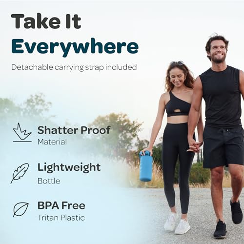 Hydracy Motivational Water Bottle with Time Marker & Fruit Infuser 64 oz | BPA-Free Tritan, Leakproof Flip-Top Lid,No-Sweat Sleeve,Carry Strap,Daily Intake Tracking for Gym,Sports,Outdoors - color: Midnight Blue, size: 64 Ounces