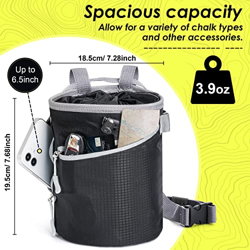 Chalk Bag for Rock Climbing, Bouldering Bag Bucket, 2 Waterproof Zipper for Gymnastics, Cross Fit, and Lifting (Large)