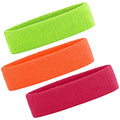 3 Pack Men & Women Sports Sweatbands Headbands - color: Orange,Green,Rose red