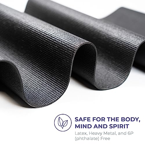 Voyage 5mm Studio Yoga Mats, 6 Pack, 72x24in | Extra Long, Anti-Tear Exercise Mats for Workout, Stretching, Fitness - Non Slip Gym Mats for Home, Schools and Studios - color: Black