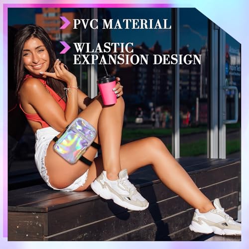 Carnival Leg Bag Holographic Thigh Bag with Adjustable Strap Leg Pouch Harness Women Summer Travel Hiking Pack(Silver,Leg Bag) - color: Silver, style: Leg Bag