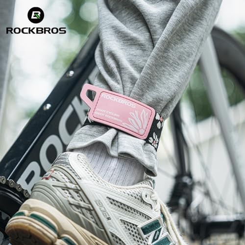 ROCKBROS Bicycle Ankle Leg Strap Safety Cycling Trousers Strap Bike Reflective Wrist Ankle Bind Bands Pant Leg Bands for Cycling Jogging Running Gear - color: Pink