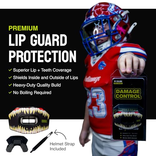 DAMAGE CONTROL Youth Football Mouth Guard – Breathable No Boil Mouthpiece, Protects Lips & Teeth, Works with Braces, Includes Helmet Strap – Sports Gear & Accessories (Symbite) - color: Symbite