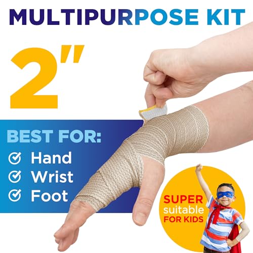 High-Performance Elastic Bandage Wrap - 6 Pack (2x2in, 2x3in, 2x4in) - Self-Closing Strong Compression Bandage Wrap for Leg, Ankles, Wrists, and Knees - for First Aid Kit and After Surgery Recovery - size: 6 Pack, style: Mix 6pk