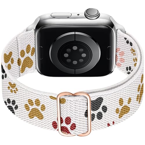 Stretchy Nylon Loop Bands Compatible with Apple Watch 38mm 40mm 41mm 42mm 44mm 49mm Adjustable Soft Elastics Strap Compatible with Apple Watch SE Ultra iWatch Series 8/7/6/5/4/3/2/1 (Grey+Blue, - color: Aureate Paw, size: 38mm/40mm/41mm/42mm(Series 10)