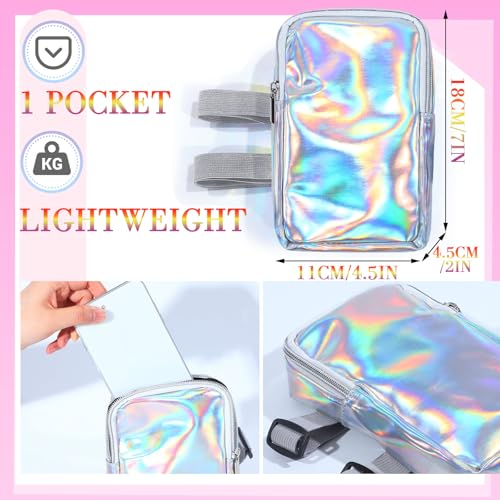 Carnival Leg Bag Holographic Thigh Bag with Adjustable Strap Leg Pouch Harness Women Summer Travel Hiking Pack(Silver,Leg Bag with Non-slip Pad) - color: Silver, style: Leg Bag With Non-slip Pad