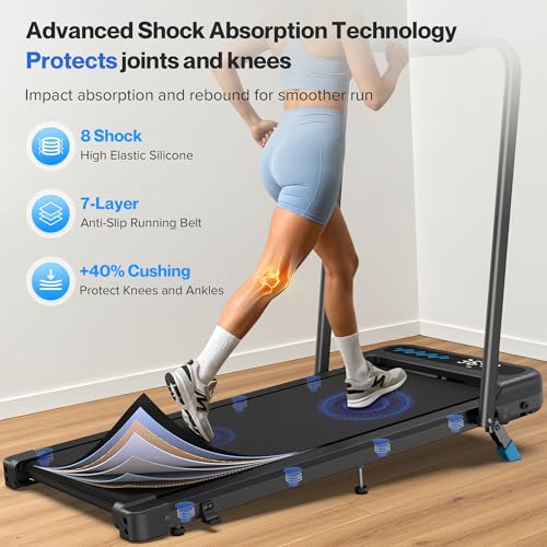 Cardirun Walking Pad with 10% Incline, 4 in 1 Foldable Walking Pad Treadmills with Handle Bar for Home Small Spaces, 3.0HP Portable Quiet Compact Under Desk Treadmill with Low Noise, APP, LED Display