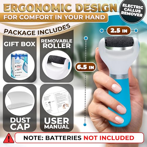 Battery Operated Foot Callus Remover for Dead Skin, Exfoliating Tool | Electric Foot Grinder for Cracked Heels & Calluses; Replaceable Roller Head; Pedicure Tools for Feet, Smooth Skin at Home - color: Ocean Blue Callus Remover