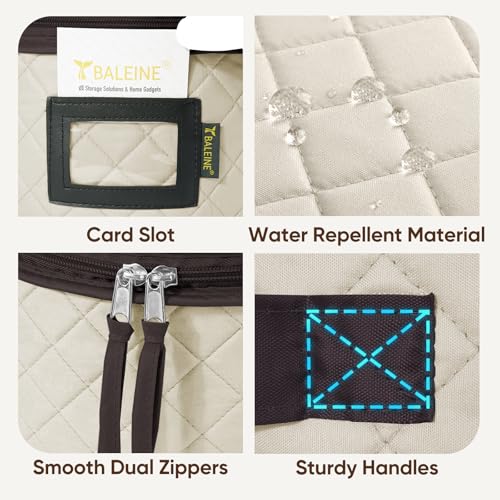 BALEINE China Storage Containers, Sturdy Quilted Wine Glass Storage, Plate Organizer with Carry Handles, Moving Boxes for Dishes, Cups, Mugs and Stemware (Plate Set, Soft Shell Cream) - color: Cream, style: Plate Set-Soft Shell