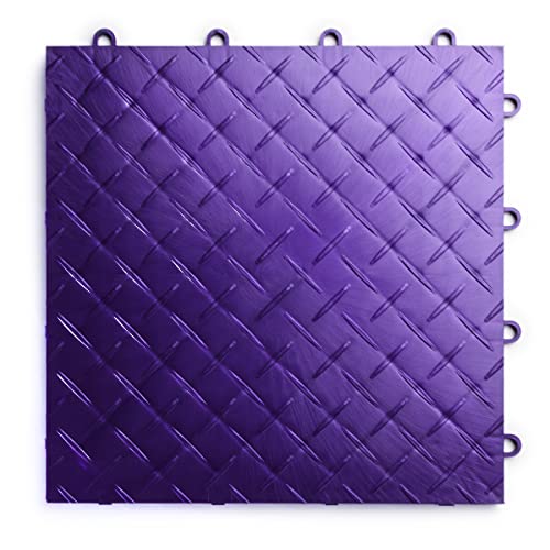 Big Floors RaceDeck Garage Floor Tiles, Interlocking Garage Flooring, Diamond Plate Pattern Heavy-Duty Copolymer Modular Tile (Purple, 24 Pack of 12 x 12" Tiles, 24 Sq Ft) - color: Purple, size: 24 Pack