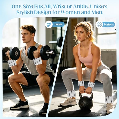 Wrist Weights for Women & Men, 2lb Silicone Wrist Ankle Weights for Pilates, Yoga, Running and Strength Training Comfortable Weighted Bracelet Arm Leg Weights for Fitness, Walking, Gym - color: Grey