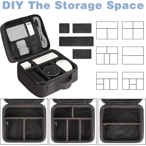 MATEIN Cord Organizer Bag with Adjustable Divider, DJ Electronic Storage | Cable File Bag, Charger Organizer Box, Double Layer, Shockproof, Tech Accessories, Cord Bag Organizer, Double Layer, Grey - color: Grey, size: Medium