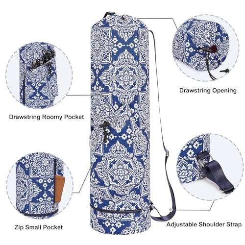 sportsnew Yoga Mat Bag with Water Bottle Pocket & Wet Pocket for Women | Yoga mat carrier fits 1/8"-3/8" yoga mats, quick-access multi-pocket organization, lightweight for gym, Pilates & studio - color: Celadon Patent, size: Medium