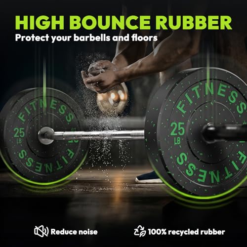 HANDBODE 2-Inch Weight Plates High Bounce, Olympic Bumper Plate Set 45/100/160/190/260/300lb, Colored Weight Plates Set for Home Gym, Barbell Weights Rubber Strength Training Plate for Weight Lifting - size: 230 lb Set (Pair of 10, 25, 35, 45 lb), style: