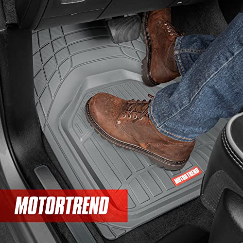 Motor Trend FlexTough Defender Floor Mats for Cars & TrunkShield Trunk Mat Set, Next-Gen Deep Dish Heavy Duty All Weather, Rubber Car Floor Mat Set for Auto Truck Van SUV - color: Gray, style: Cargo Combo