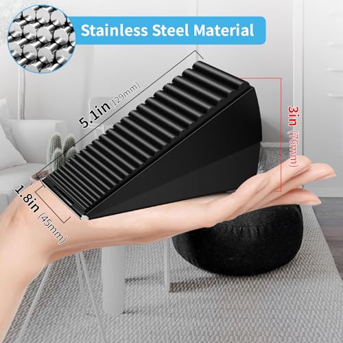 AIMAXINKE Door Stoppers for Bottom of Door-Large Heavy Duty Door Stop Wedge 3'' High Adjustable Spring Metal Tall Doorstop, Strongest Rubber Grip, Suits Carpet, Tile, Home, School +1 Wall Protector - color: Black-1pack-Metal