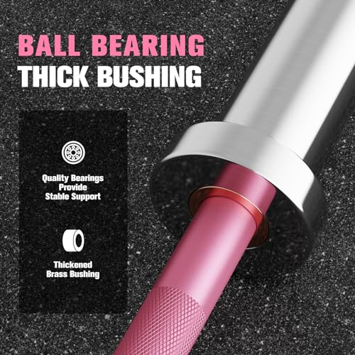 RitFit Barbell Weight Set - 4/6FT Olympic Barbell with Weight Plates (55-115LB Total) - Weightlifting Equipment for Squats, Curls, Deadlifts, Presses, Hip Thrusts - color: Pink, size: 4FT With 35LB Plates