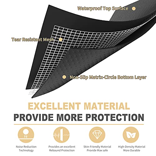 GXMMAT Extra Large Exercise Mat 16'x6'/12'x6'/10'x6'/8'x6'(7mm), Extra Wide Workout Mats for Home Gym Flooring, Non-Slip Thick Durable Cardio Mat for MMA,Plyo,Jump Rope,Weights,Fitness,Shoe-Friendly - color: Black Real, size: 6*16 FT