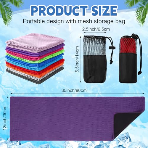 Peryiter 20 Pack Cooling Towels Bulk for Neck and Face Cooling Towel for Hot Weather Quick Dry Sweat Towel Soft Breath Portable with 20 Storage Bags for Gym Yoga Athletes Sports Fitness - size: 12 x 35 Inch
