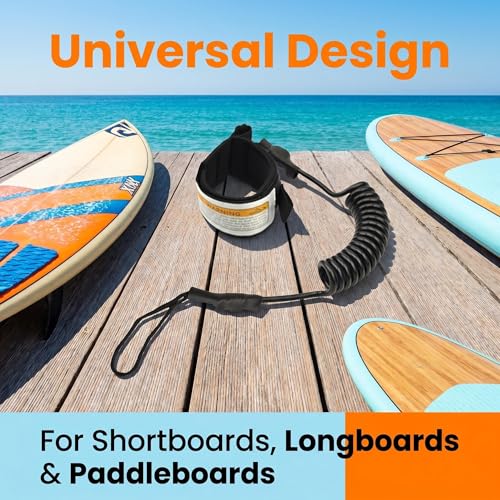 Surfboard Leash, Straight Surf Board Leg Rope with Wrist/Ankle Strap - Universal Design for Shortboards, Longboards, Paddleboards - Surfboard Replacement Accessory - color: Blue