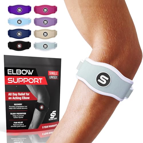 Sleeve Stars Tennis Elbow Brace for Men & Women, Elbow Brace for Tendonitis, Tennis Elbow Strap, Golfers Elbow Brace, Elbow Support Wrap for Tennis Elbow Relief, Fits 9"-23" (Single/Mint Green) - color: Mint Green