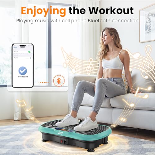 AXV Vibration Plate Fitness Platform Exercise Machine Vibrating Shaking Full Body Shaker Workout Vibrate Stand Shake Board Sport for Weight Loss Fat Burner for Gym Home Office - color: BT.PRO.GREEN