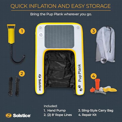SOLSTICE Inflatable Pup Plank, Dog Water Ramp for Boats & Docks, Boost Step - size: XL (200 Pounds)